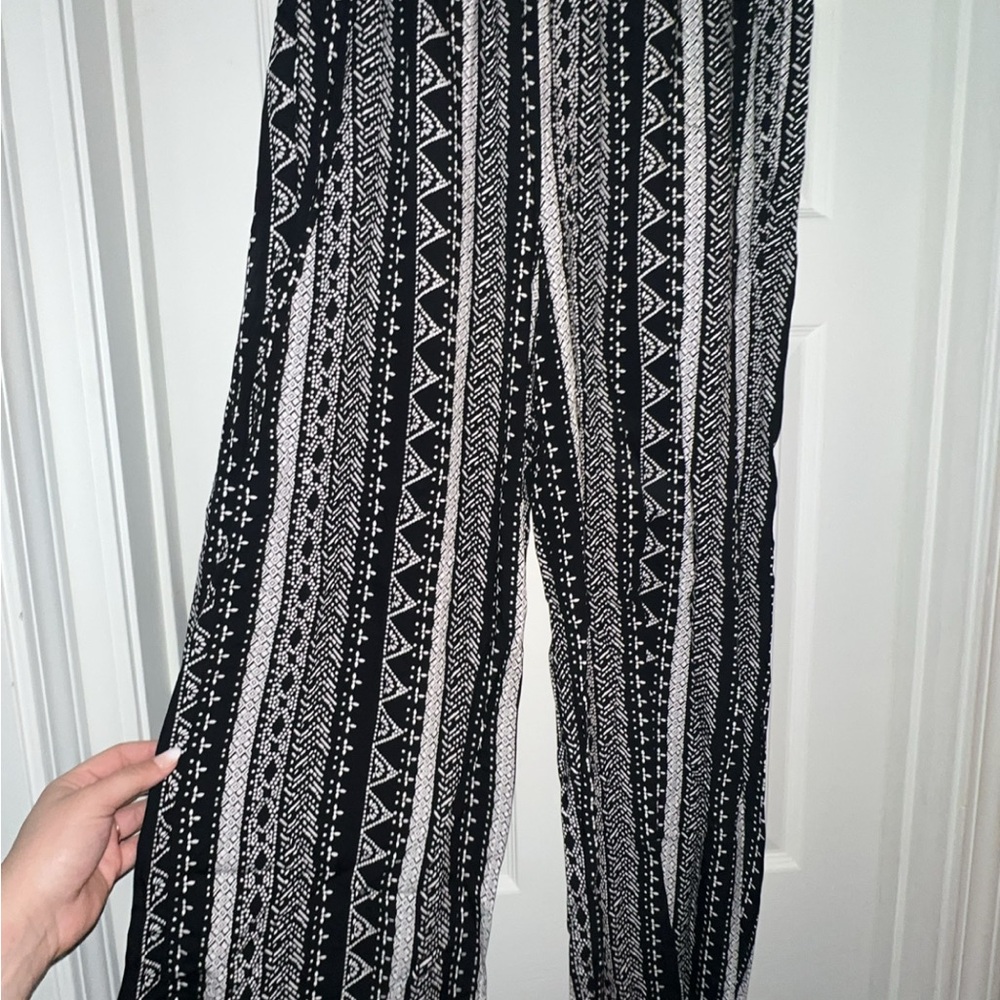 Woman Within Black and White Wide Leg Pants